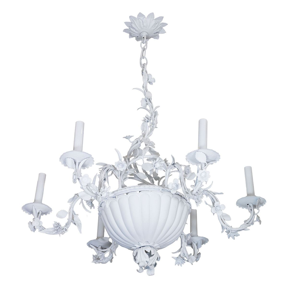 Enameled metal foliate motif chandelier